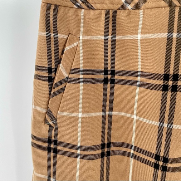 Laura Scott Petite Medium Camel Black White Plaid Academia Preppy Plaid Skirt - Picture 2 of 11